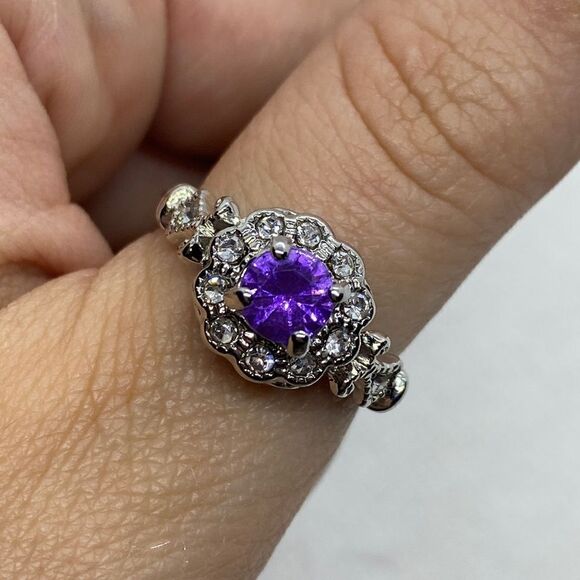 Jewelry - 💛 White Gold Plated Purple CZ Princess Ring